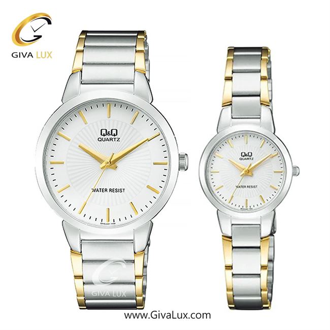 ساعت مچی اورجینال ست کیو اند کیو Q&Q نقره ای | نقره ای-طلایی| سفید| کد رفرنس مردانه: QA42J401Y، زنانه: QA43J401Y